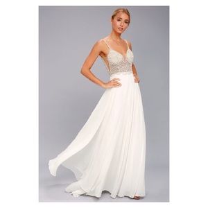 Lulu’s True Love White Beaded Wedding Dress